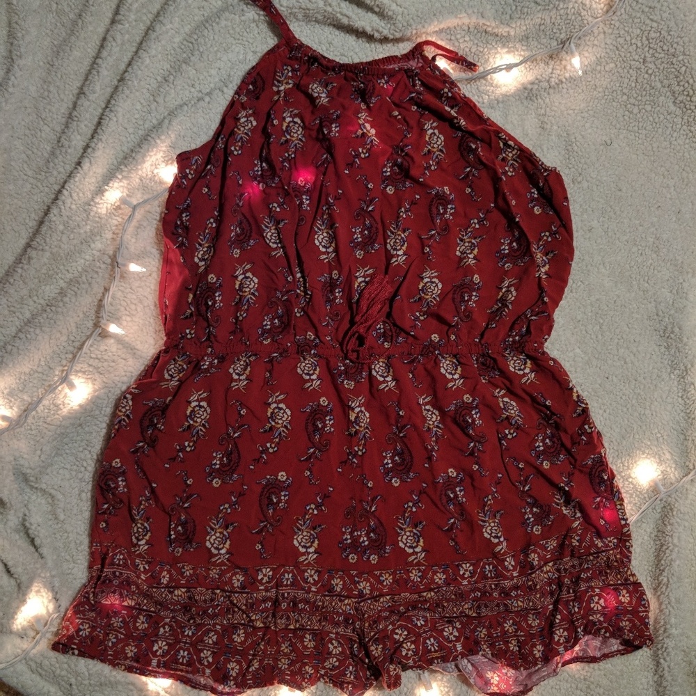 Red Floral Mossimo Romper (XXL)